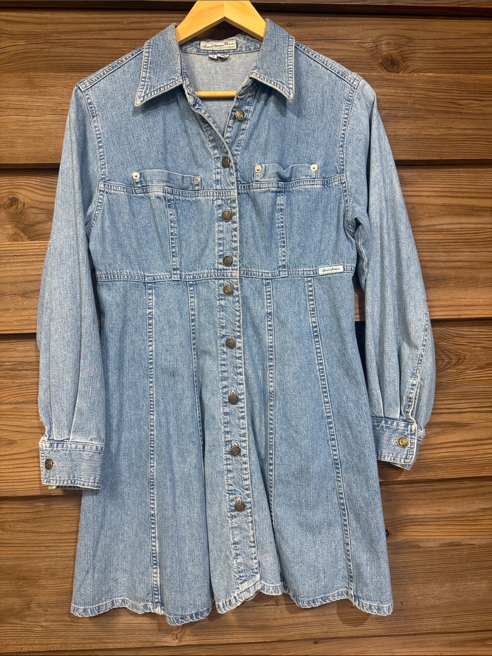 Vintage Guess Denim Button-Front Mini Dress